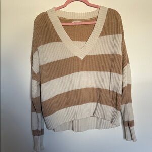 American Eagle V Neck Striped Sweater